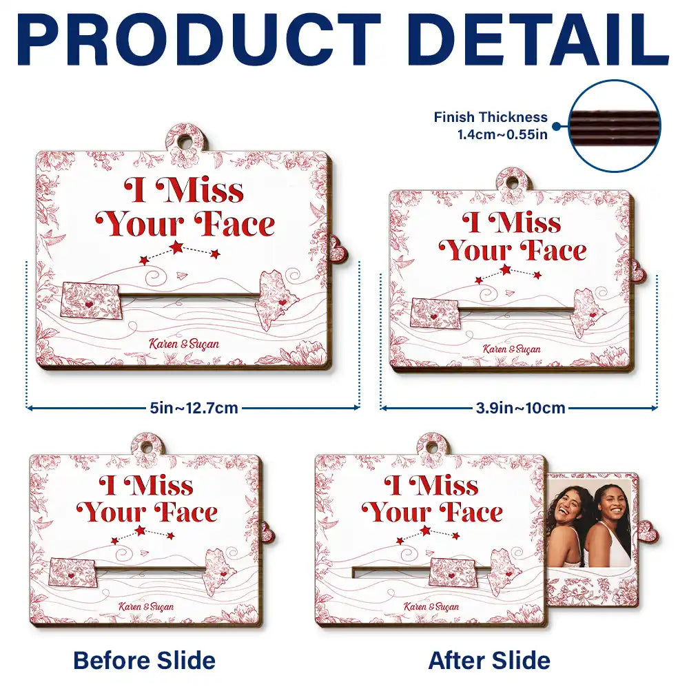 Gift For Bestie,Gift For Sisters,Love,Christmas - Custom Photo Bestie Long Distance The Miles Don't Matter - Personalized Wooden Slide Ornament