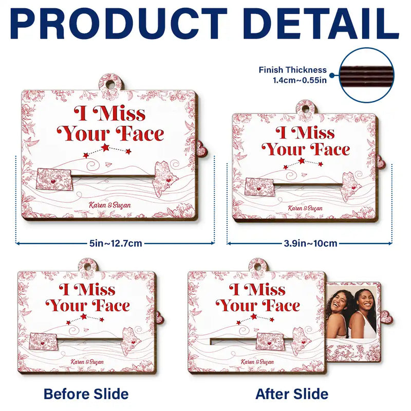 Gift For Bestie,Gift For Sisters,Love,Christmas - Custom Photo Bestie Long Distance The Miles Don't Matter - Personalized Wooden Slide Ornament