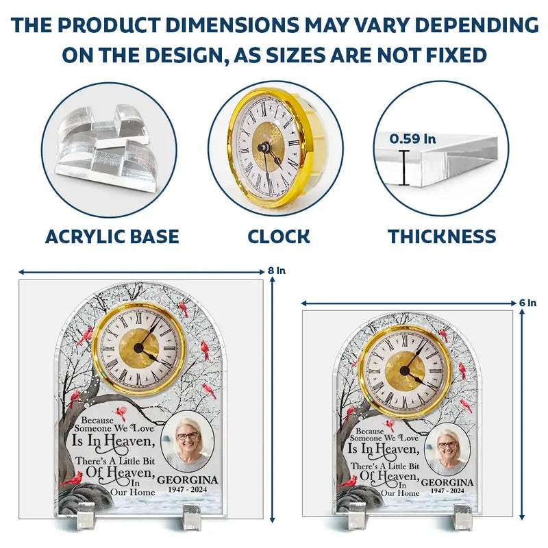 Memorial,Custom Photo,Family,Sad - Custom Photo Memorial I'm Always With You Snow Tree Cardinal - Personalized Acrylic Desk Clock