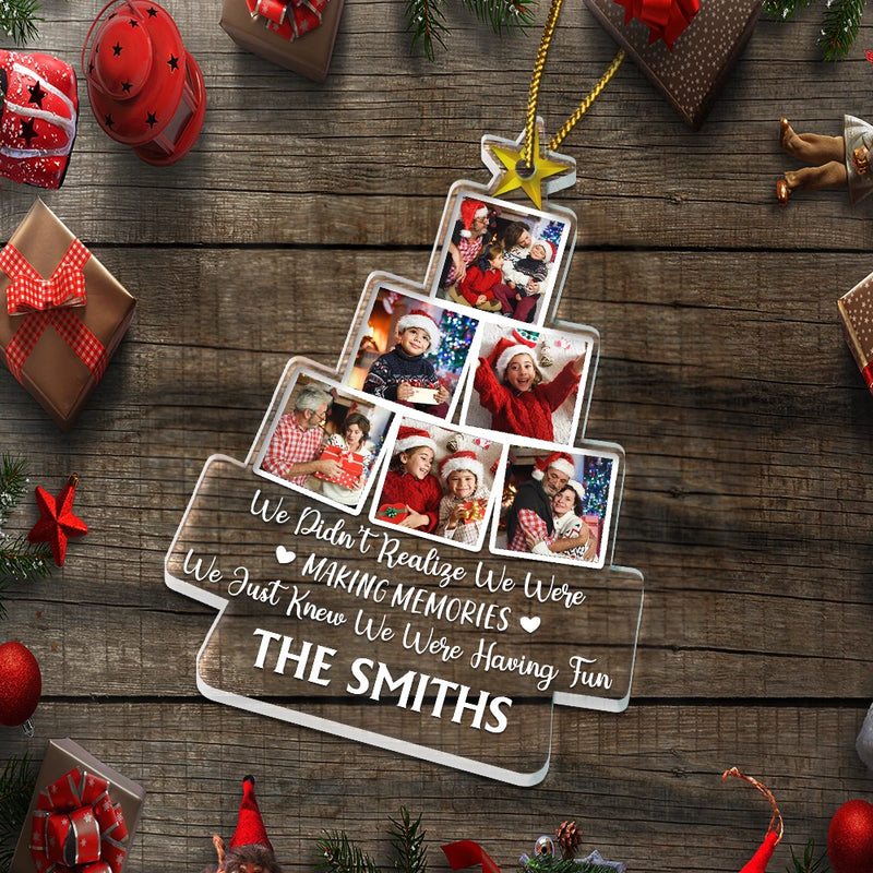 Gift For Bestie,Christmas,Love,Family - Custom Photo Bestie Family We Just Knew We Were Having Fun - Personalized Custom Shaped Acrylic Ornament
