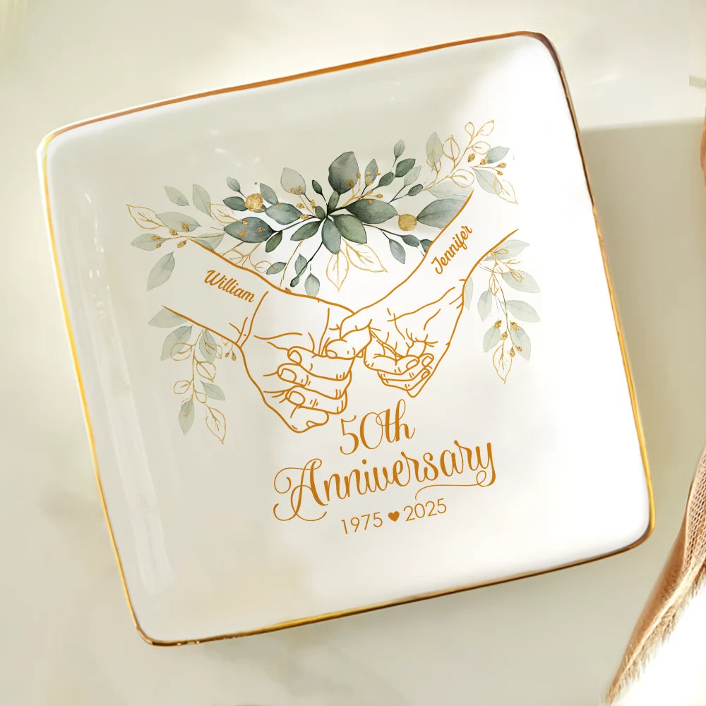50th Anniversary Forever Holding Hands - Personalized Ring Dish