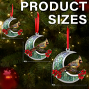 Family,Memorial,Christmas,Love - Memorial Cardinal Stained Glass Moon - Personalized Metal Ornament