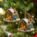 Farm,Gift For Yourself,Christmas,Gift For Women,Gift For Men,Happy - 3D Effect Christmas Chicken Farm - Personalized Custom Shaped Wooden Ornament