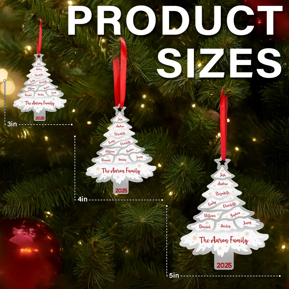 Family,Gift For Bestie,Happy,Christmas - Christmas Tree Family Bestie Custom Names Version 3 - Personalized Metal Ornament