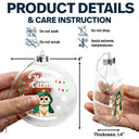 Cat Lovers, Christmas, Funny - Meowy Catmas Funny 3D Effect Cats - Personalized Clear Flat Ball Ornament