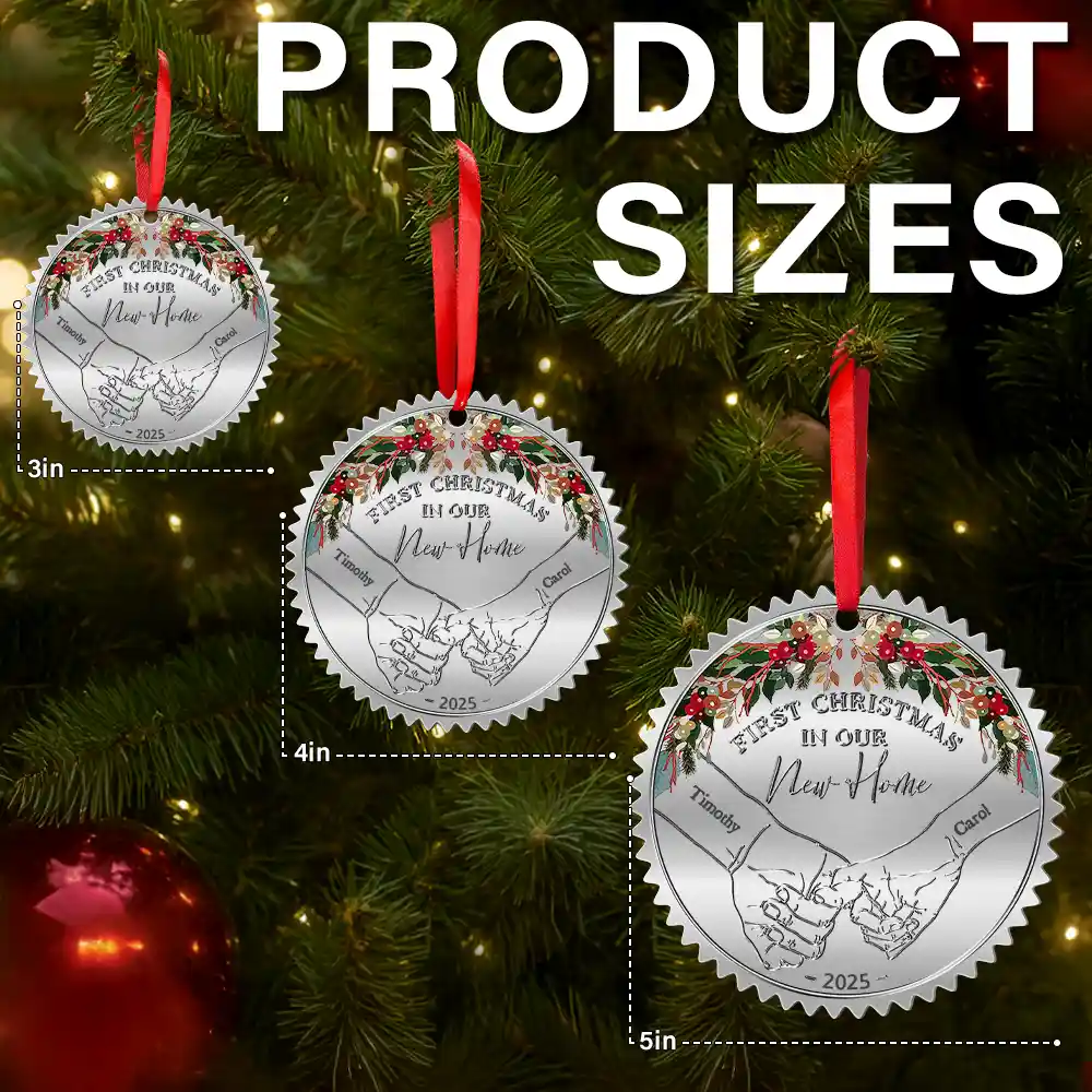 Gift For Couples, Married , Wedding Anniversary, Love - Holding Hands First Christmas Married Couple - Personalized Metal Ornament