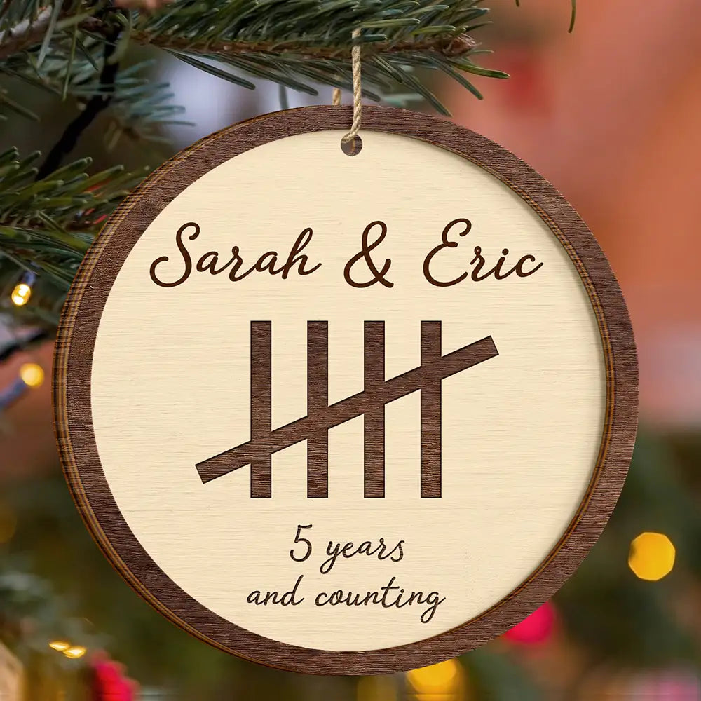 5th Anniversary Wooden Anniversary Years And Counting - Personalized 2-Layered Wooden Ornament