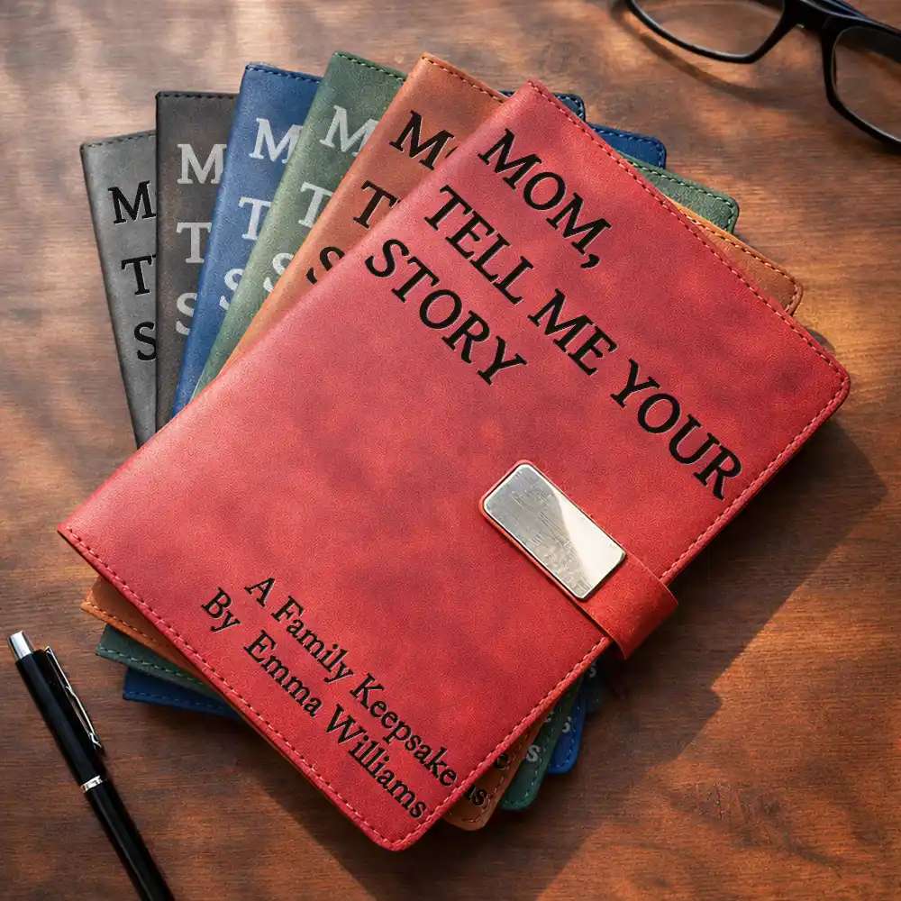 Gift For Yourself,Gift For Men,Parents,Gift For Father,Gift For Husband,Gift For Grandpa,Non-Eng,Sentimental - A Family Keepsake - Personalized Leather Notebook Set