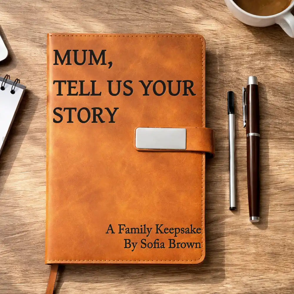 Gift For Yourself,Gift For Men,Parents,Gift For Father,Gift For Husband,Gift For Grandpa,Non-Eng,Sentimental - A Family Keepsake - Personalized Leather Notebook Set