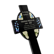 Un cœur en or - Cadeau commémoratif - Plaque acrylique personnalisée avec croix