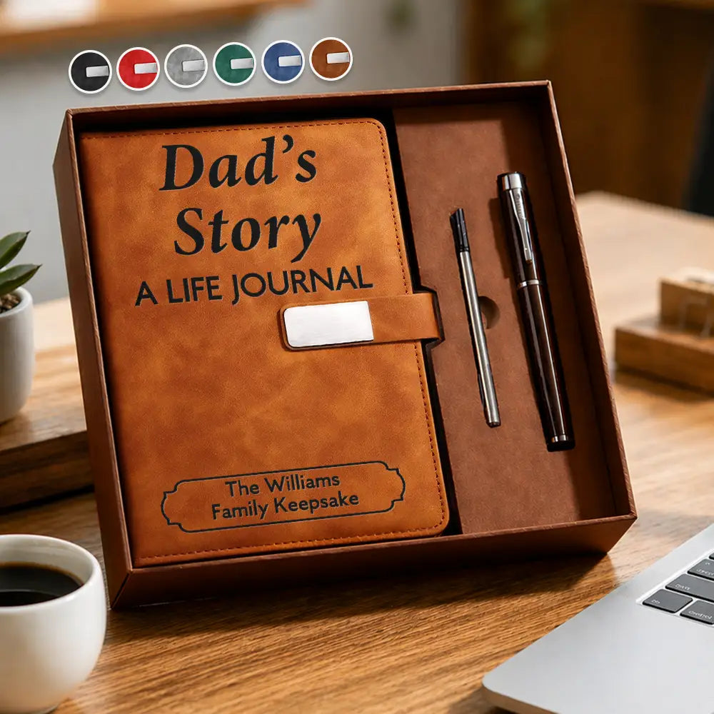 Gift For Yourself,Gift For Men,Parents,Gift For Father,Gift For Husband,Gift For Grandpa,Non-Eng,Sentimental - A Life Journal - Personalized Leather Notebook Set