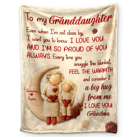 A Big Hug From Mom Grandma - Personalized Fleece Blanket, Sherpa Blanket