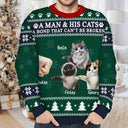 Funny,Cat Mom,Cat Lovers,Cat Dad,Christmas - A Bond That Can't Be Broken - Personalized Unisex Ugly Sweater