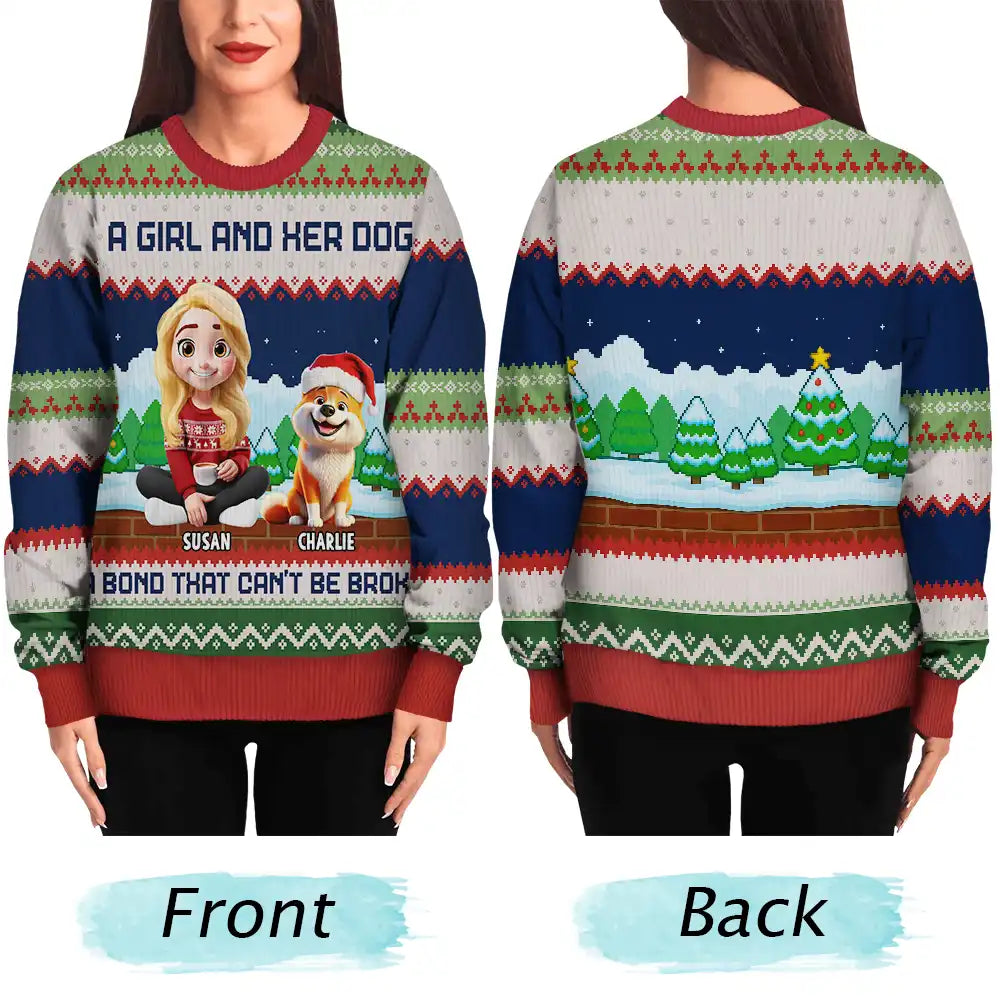 Dog Lovers,Dog Couple,Dog Mom,Dog Dad,Christmas,Top Market,Happy - A Bond That Can't Be Broken Dog Lover - Personalized Unisex Ugly Sweater