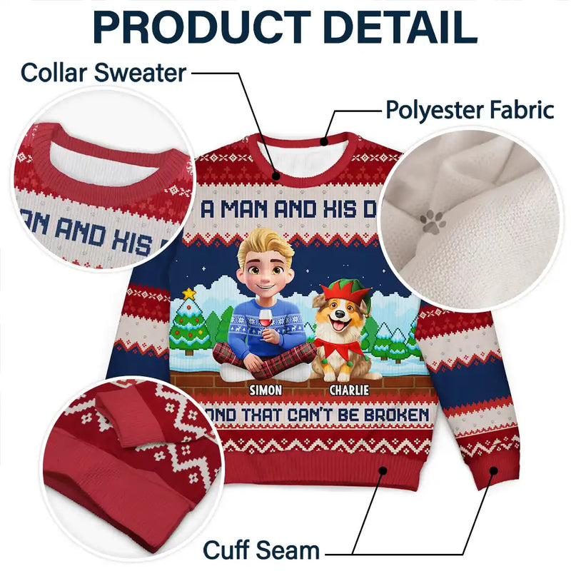 Dog Lovers,Dog Couple,Dog Mom,Dog Dad,Christmas,Top Market,Happy - A Bond That Can't Be Broken Dog Lover - Personalized Unisex Ugly Sweater