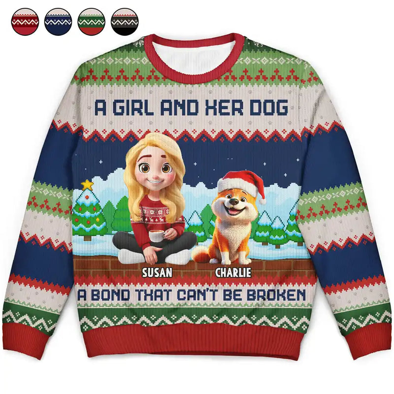 Dog Lovers,Dog Couple,Dog Mom,Dog Dad,Christmas,Top Market,Happy - A Bond That Can't Be Broken Dog Lover - Personalized Unisex Ugly Sweater