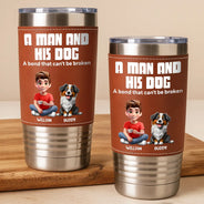 Pet Lovers,Pet Mom,Pet Dad,Dog Lovers,Dog Mom,Dog Dad,Happy - A Bond That Can't Be Broken Dog Mom Dog Dad - Personalized Leather Tumbler