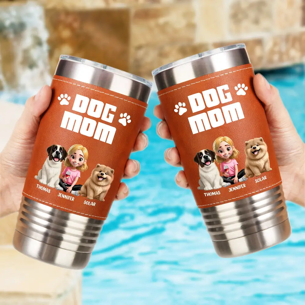 Pet Lovers,Pet Mom,Pet Dad,Dog Lovers,Dog Mom,Dog Dad,Happy - A Bond That Can't Be Broken Dog Mom Dog Dad - Personalized Leather Tumbler