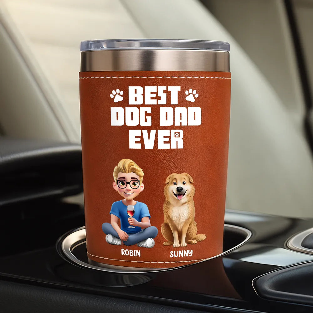 Pet Lovers,Pet Mom,Pet Dad,Dog Lovers,Dog Mom,Dog Dad,Happy - A Bond That Can't Be Broken Dog Mom Dog Dad - Personalized Leather Tumbler