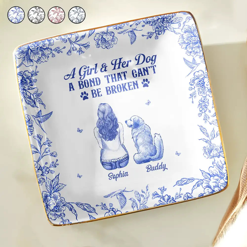 A Bond That Can't Be Broken Dog Toile - Personalized Ring Dish
