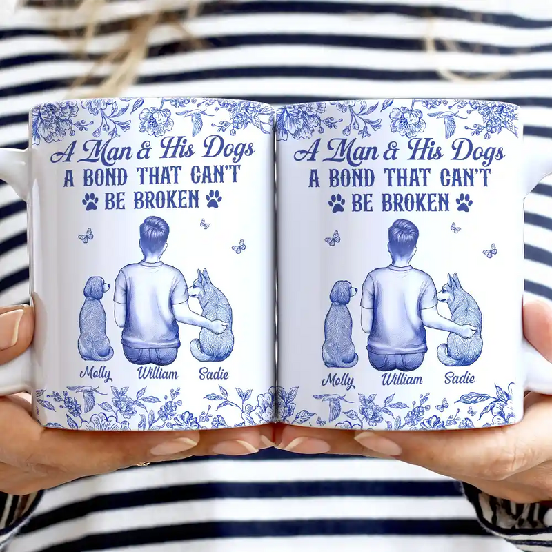 Dog Lovers, Dog Mom, Dog Dad, Pet Lovers, Happy - A Bond That Can't Be Broken Dog Toile - Personalized White Edge-to-Edge Mug