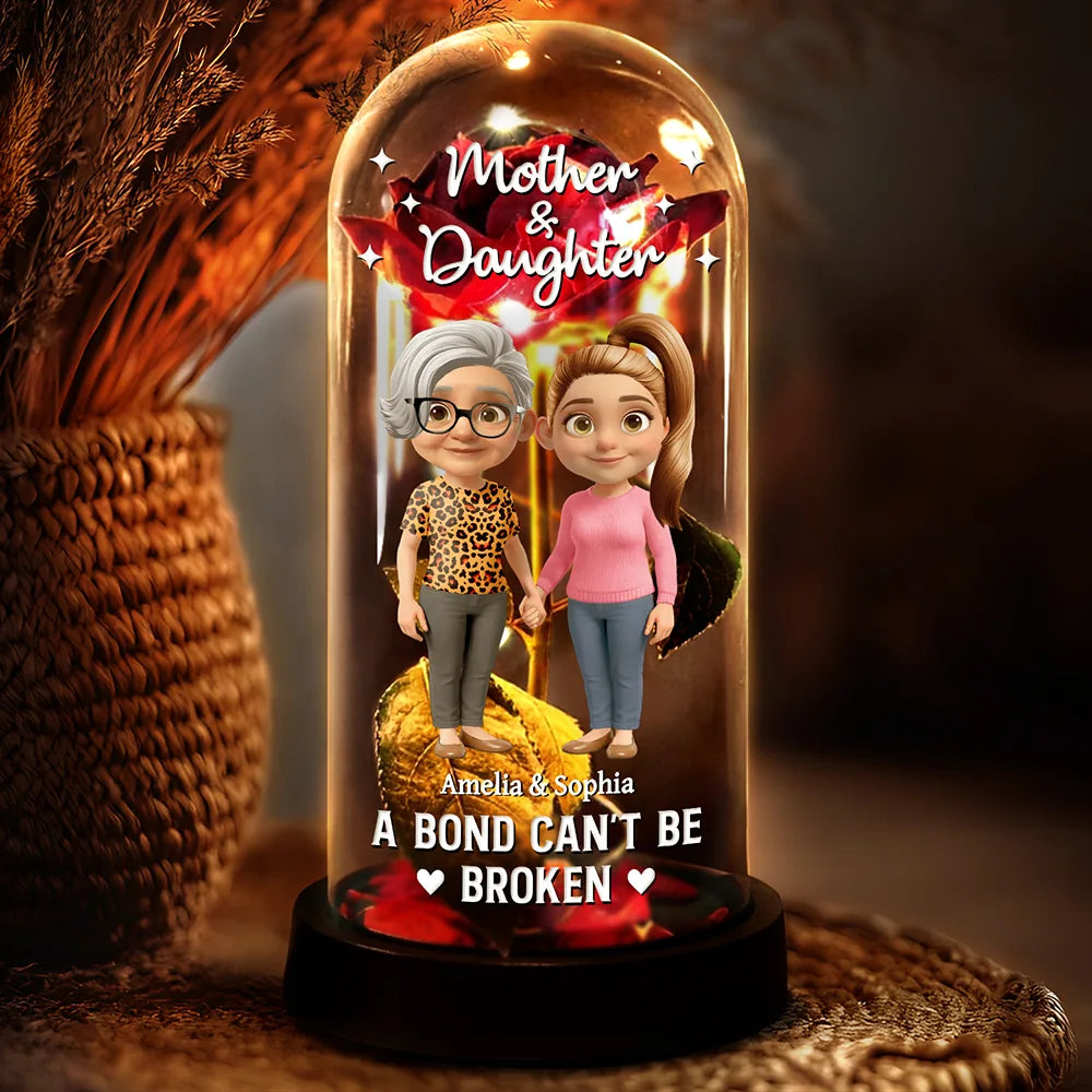 Mom - Daughters (Adult),Mom - Daughters (Young),Gift For Mother,Love - A Bond That Can't Be Broken Mom And Daughter - Personalized Everlasting Rose Dome Lamp
