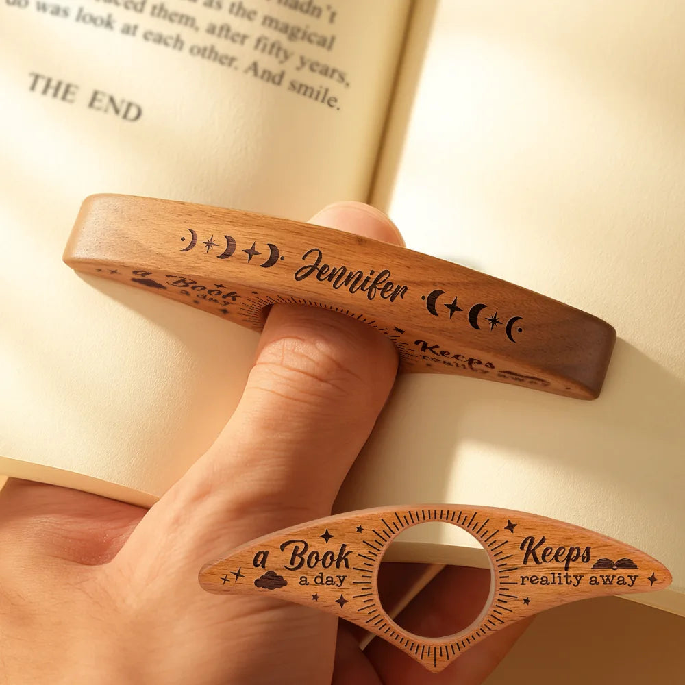 Reading, Gift For Women, Gift For Men, Gift For Yourself, Top Market, Happy - A Book A Day Keeps Reality Away - Personalized Book Page Holder