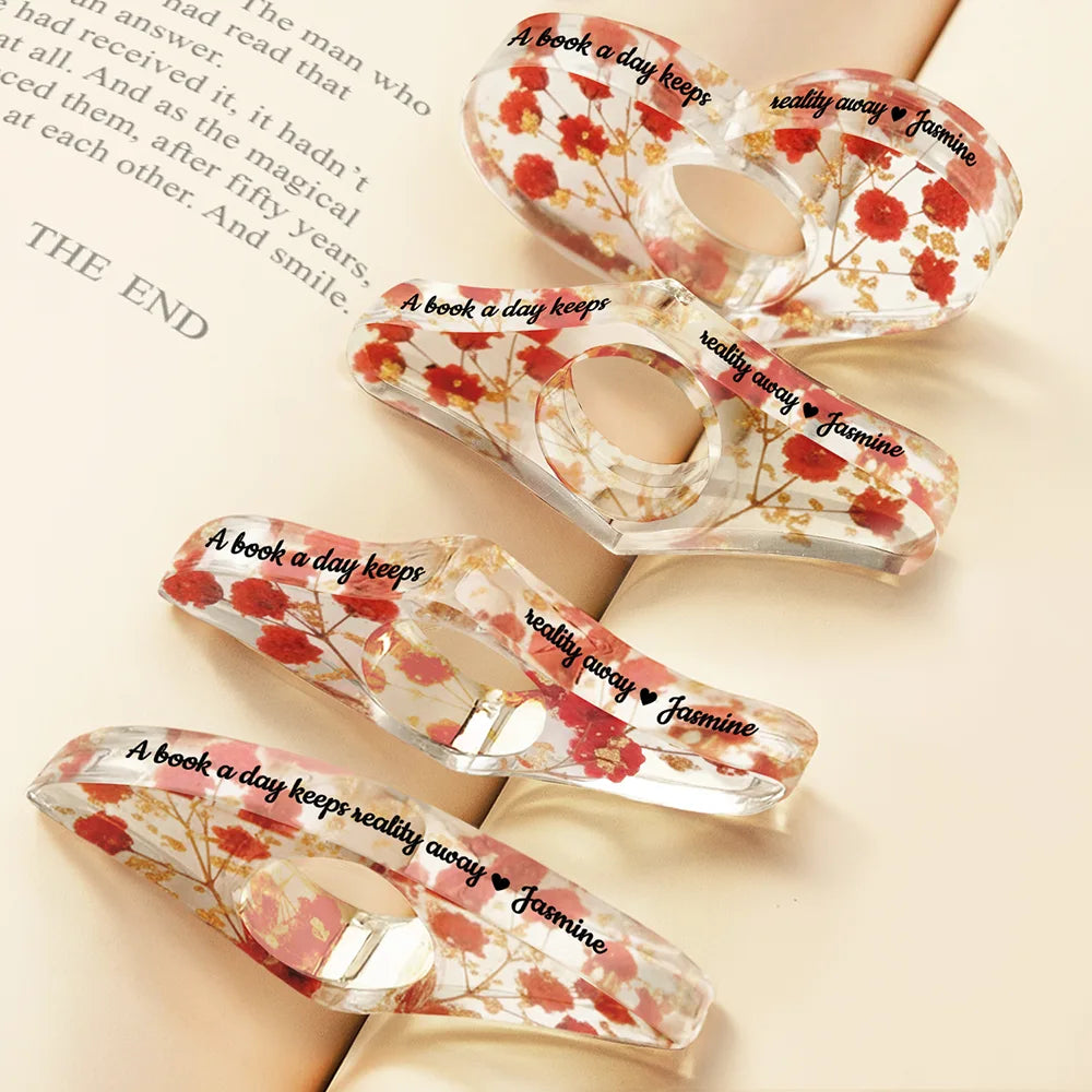 A Book A Day Keeps Reality Away - Personalized Resin Flower Page Holder