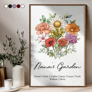 Gift For Grandma, Gift For Mother, Love, Happy - A Bunch Of Flowers For Grandma And Mom - Personalized Poster