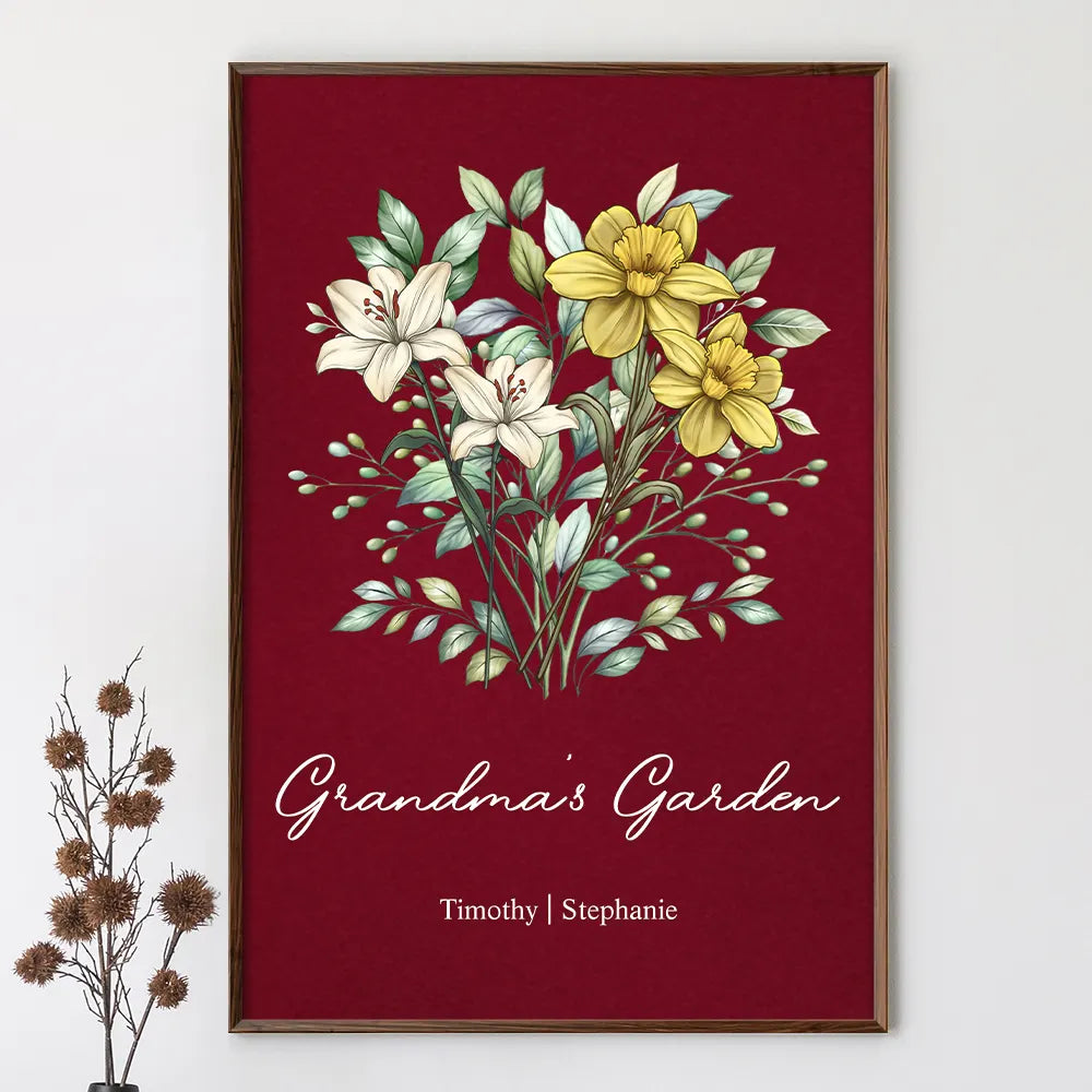 Gift For Grandma, Gift For Mother, Love, Happy - A Bunch Of Flowers For Grandma And Mom - Personalized Poster