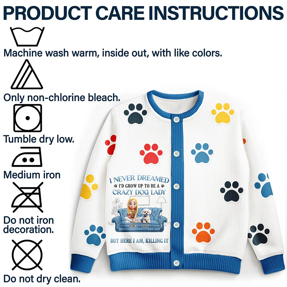 Dog Lovers,Happy - A Crazy Dog Lady - Personalized Cardigan