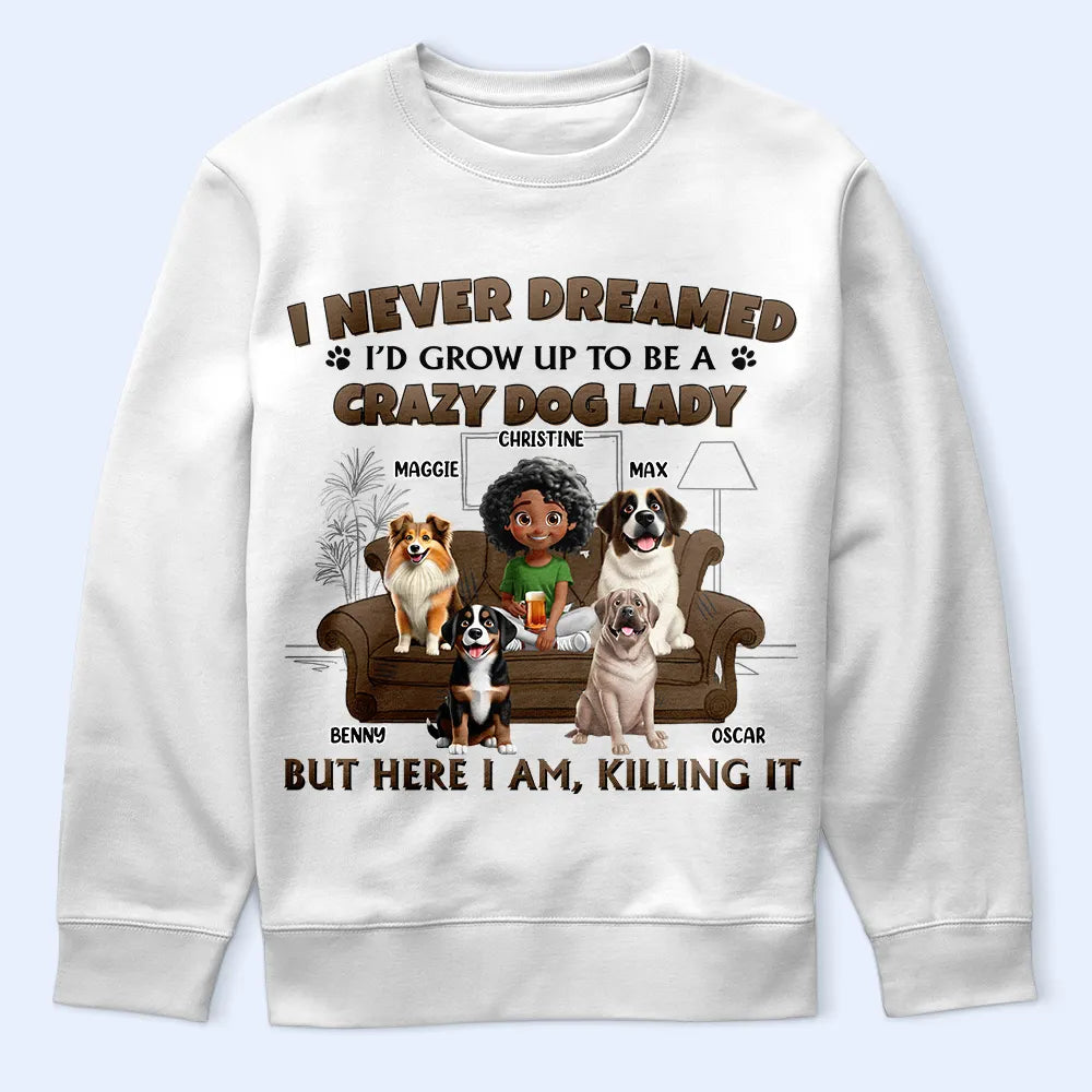 Dog Lovers,Dog Mom,Gift For Yourself,Gift For Women - A Crazy Dog Lady 3D Effect - Personalized T Shirt