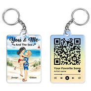 QR Code Couple Été Toi & Moi Et La Mer - Porte-clés Acrylique Personnalisé