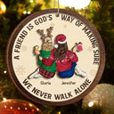 Gift For Bestie,Gift For Sisters,Gift For Women,Gifts For Colleagues,Happy,Christmas - A Friend Is God's Way - Personalized 2-Layered Wooden Ornament