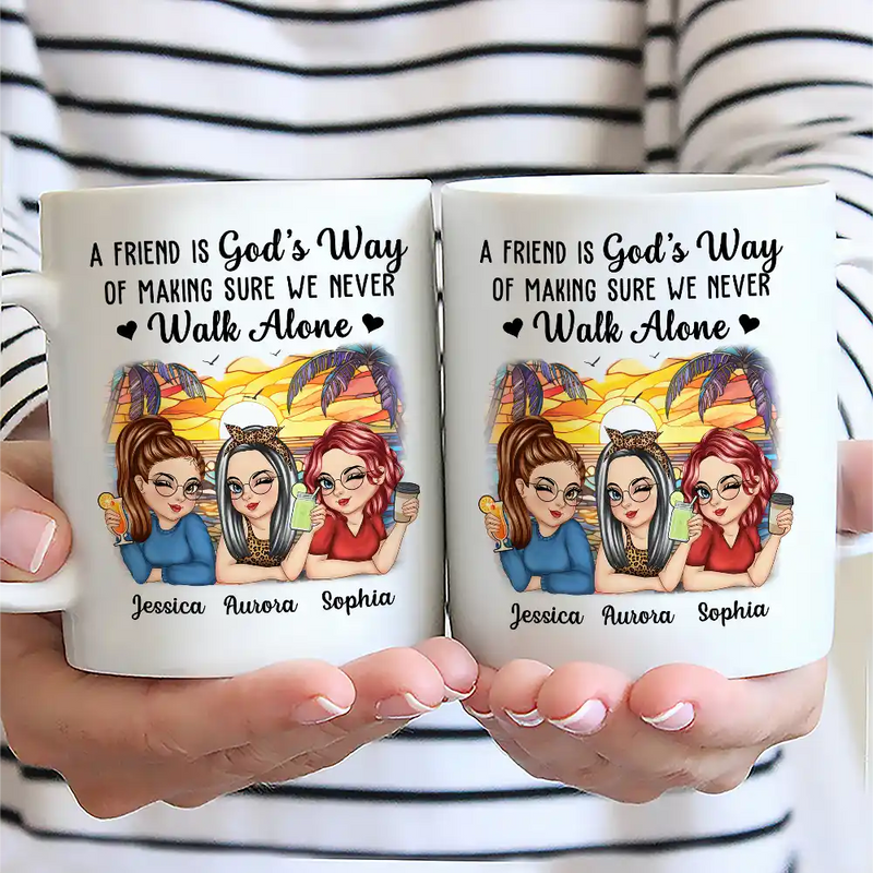 Gift For Bestie,Gift For Sisters,Gift For Women,Gifts For Colleagues,Happy - A Friend Is God's Way Besties - Personalized Mug
