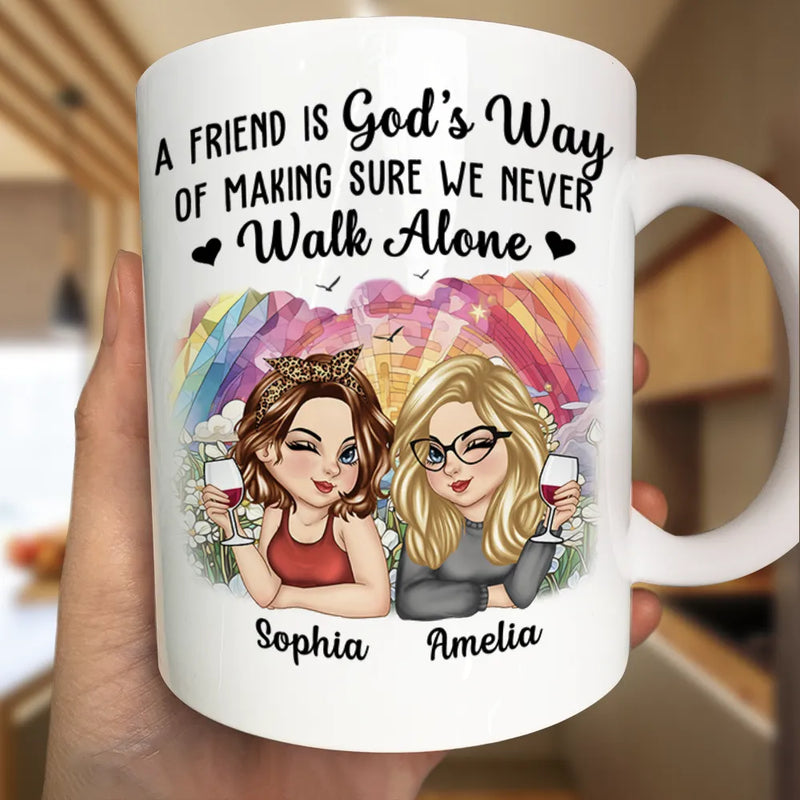 Gift For Bestie,Gift For Sisters,Gift For Women,Gifts For Colleagues,Happy - A Friend Is God's Way Besties - Personalized Mug