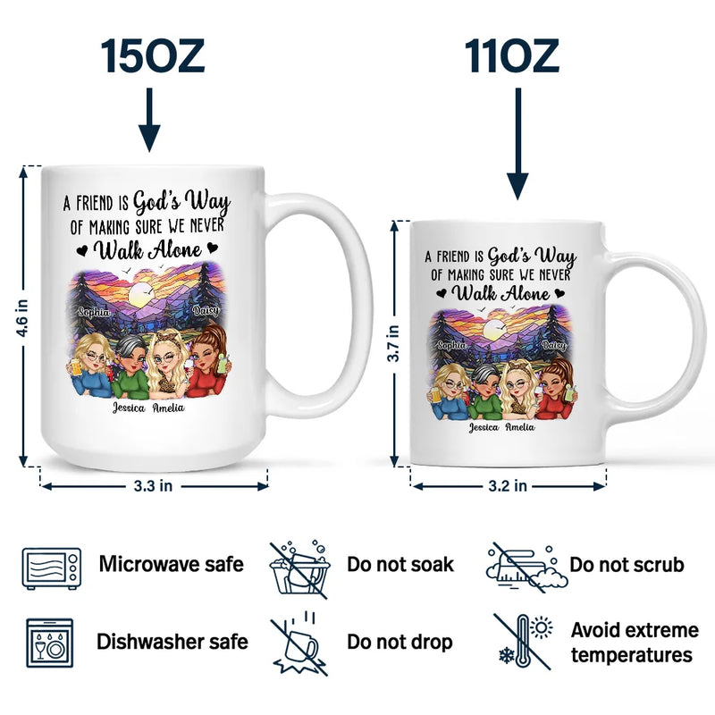 Gift For Bestie,Gift For Sisters,Gift For Women,Gifts For Colleagues,Happy - A Friend Is God's Way Besties - Personalized Mug