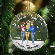 Gift For Bestie,Christmas,Happy - A Friend Is God's Way Of Making Sure - Personalized Circle Glass Ornament