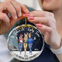 Gift For Bestie,Christmas,Happy - A Friend Is God's Way Of Making Sure - Personalized Circle Glass Ornament