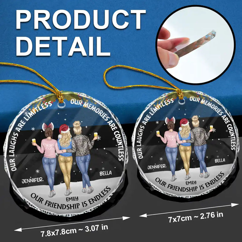 Gift For Bestie,Christmas,Happy - A Friend Is God's Way Of Making Sure - Personalized Circle Glass Ornament