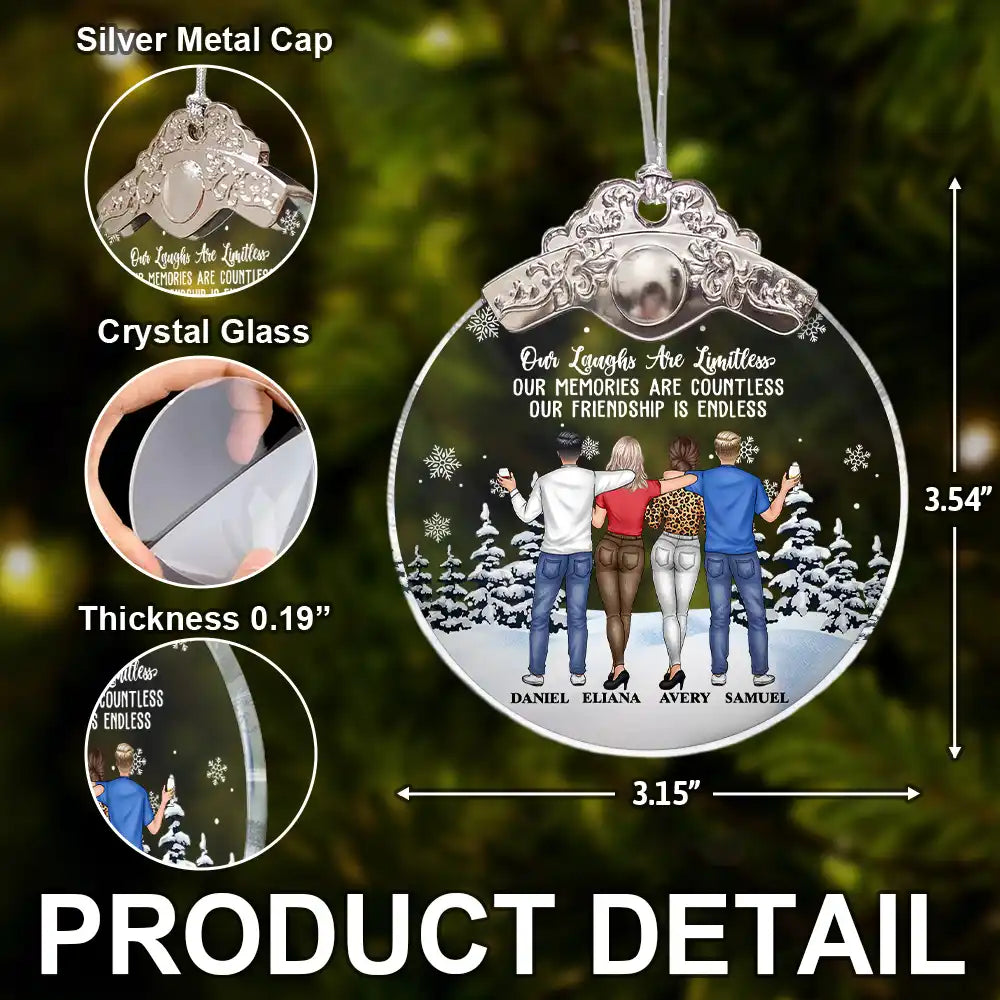 Gift For Bestie,Gift For Sisters,Happy,Gifts For Colleagues,Christmas - A Friend Is God's Way Of Making Sure We Never Walk Alone - Personalized Glass Ornament With Silver Cap