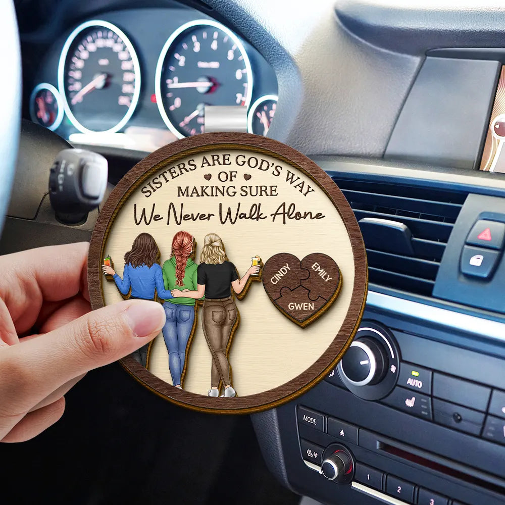 Gift For Bestie, Old Best friends, Happy - A Friend Is God's Way Of Making Sure We Never Walk Alone - Personalized Custom Shaped Car Visor Clip