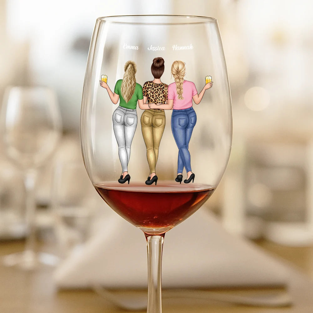 Gift For Bestie, Gift For Sisters, Gift For Women, Gifts For Colleagues, Happy - A Friend Is God's Way Of Making Sure We Never Walk Alone - Personalized Wine Glass