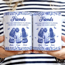 Gift For Bestie,Happy - A Friend Is God's Way Toile Pattern - Personalized White Edge-to-Edge Mug