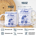 Gift For Bestie,Happy - A Friend Is God's Way Toile Pattern - Personalized White Edge-to-Edge Mug