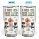 Pet Lovers, Pet Mom, Pet Dad, Cat Lovers, Cat Mom, Cat Dad, Happy - A Girl And Her Cat - 3D Inflated Effect Printed Tumbler, Personalized Tumbler