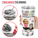 Pet Lovers, Pet Mom, Pet Dad, Cat Lovers, Cat Mom, Cat Dad, Happy - A Girl And Her Cat - 3D Inflated Effect Printed Tumbler, Personalized Tumbler