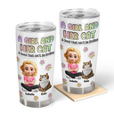 Pet Lovers, Pet Mom, Pet Dad, Cat Lovers, Cat Mom, Cat Dad, Happy - A Girl And Her Cat - 3D Inflated Effect Printed Tumbler, Personalized Tumbler