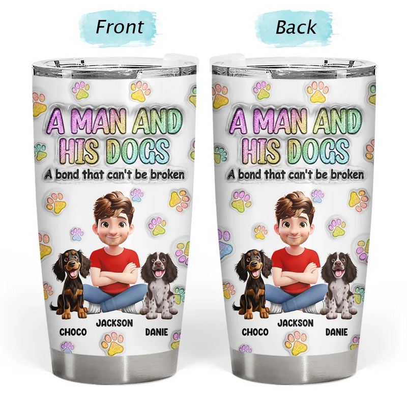 Pet Lovers,Pet Mom,Pet Dad,Dog Lovers,Dog Mom,Dog Dad,Happy - A Girl And Her Dog - 3D Inflated Effect Printed Tumbler, Personalized Tumbler