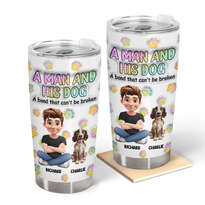 Pet Lovers,Pet Mom,Pet Dad,Dog Lovers,Dog Mom,Dog Dad,Happy - A Girl And Her Dog - 3D Inflated Effect Printed Tumbler, Personalized Tumbler